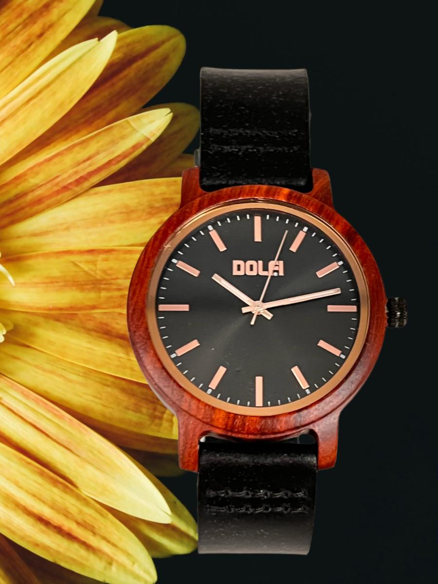 Montre en bois avec bracelet en cuir Modèle Sefora