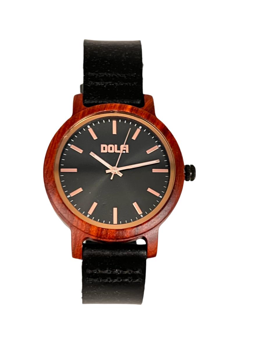 Montre en bois avec bracelet en cuir Modèle Sefora