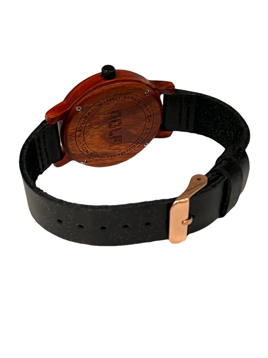 Montre en bois avec bracelet en cuir Modèle Sefora