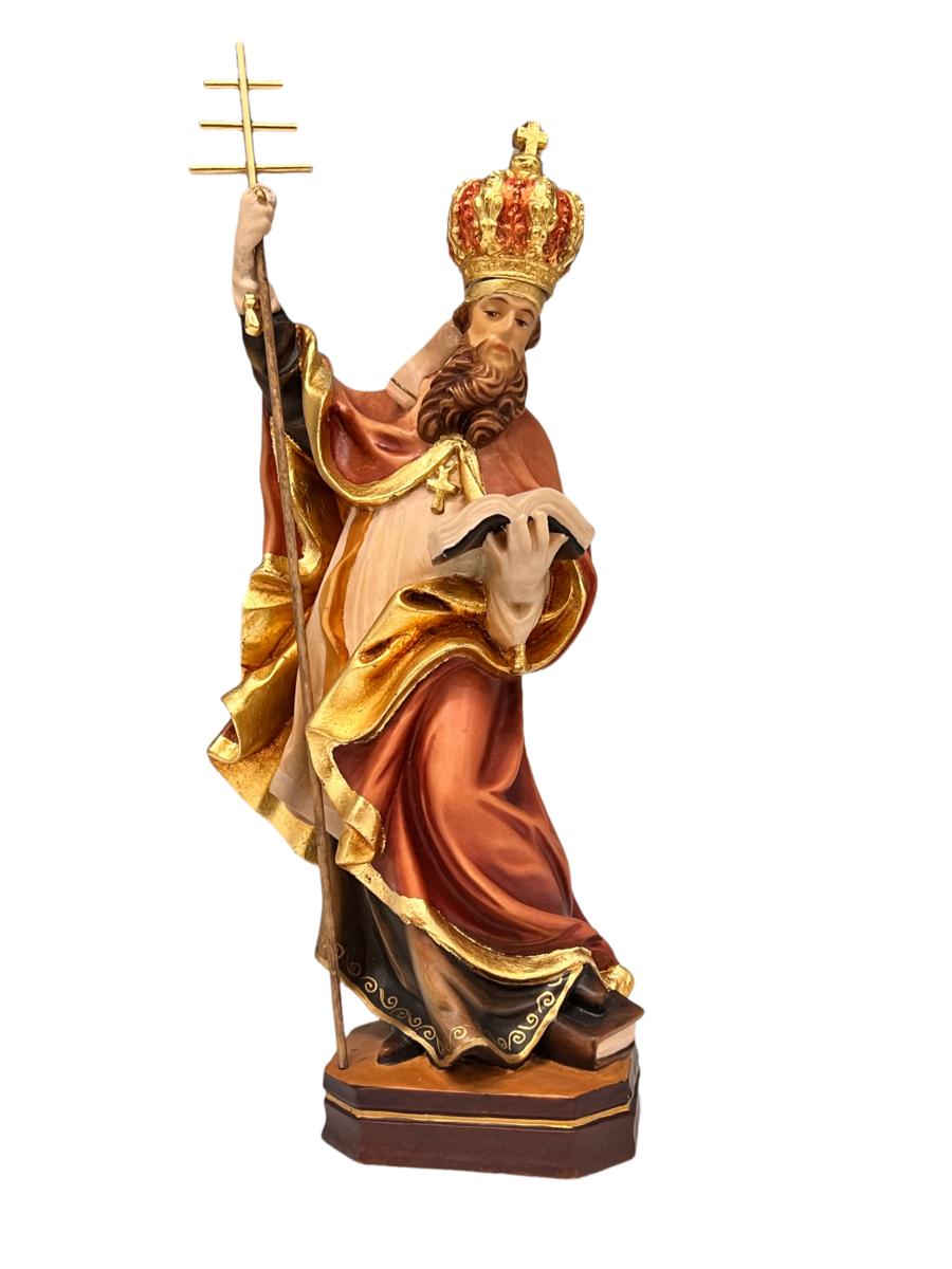 Saint Célestin V sculpté en bois d'érable peint à la main