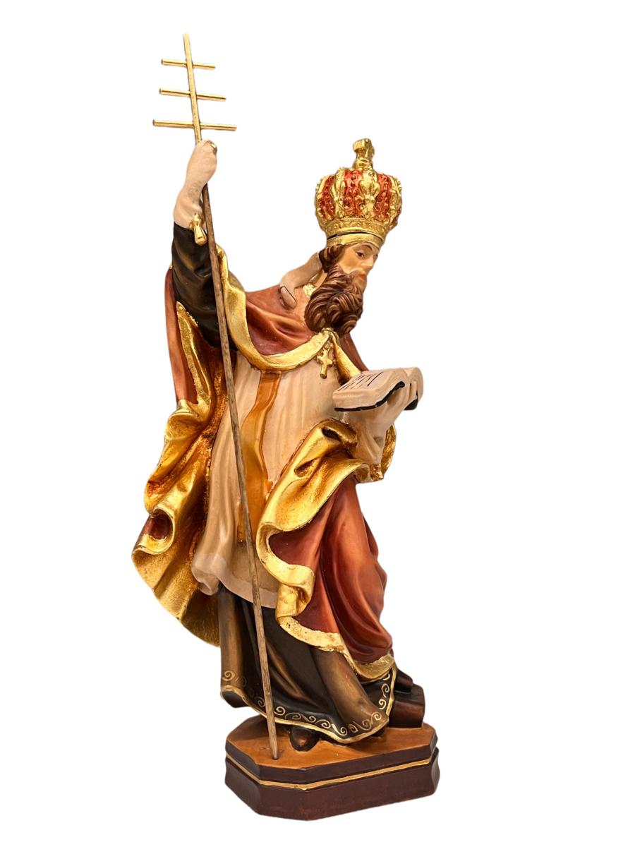 Saint Célestin V sculpté en bois d'érable peint à la main