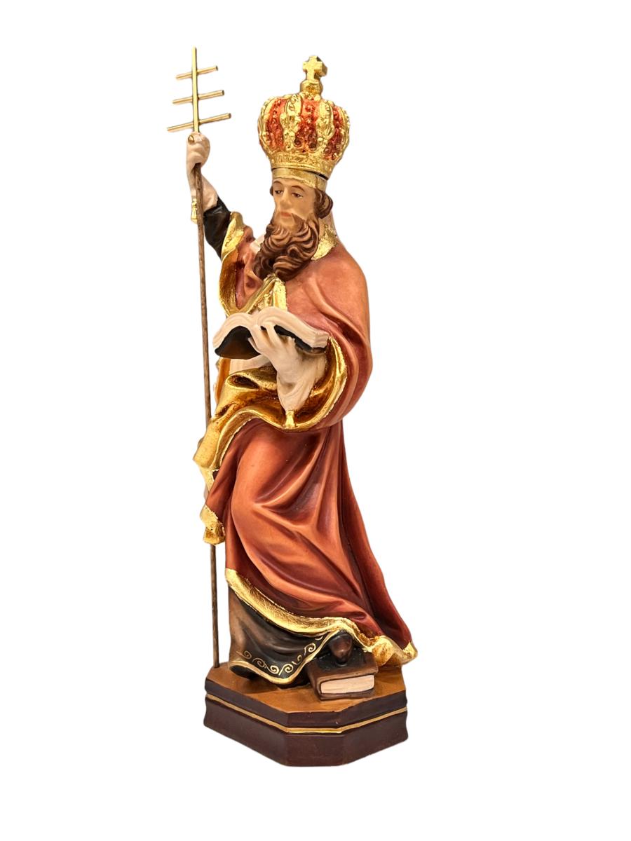 Saint Célestin V sculpté en bois d'érable peint à la main