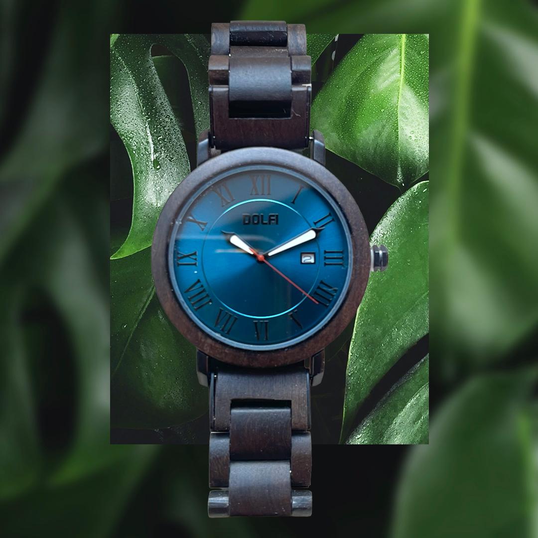 Elegant wooden clock in dark walnut