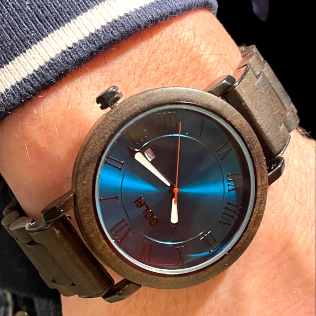 Elegant wooden clock in dark walnut