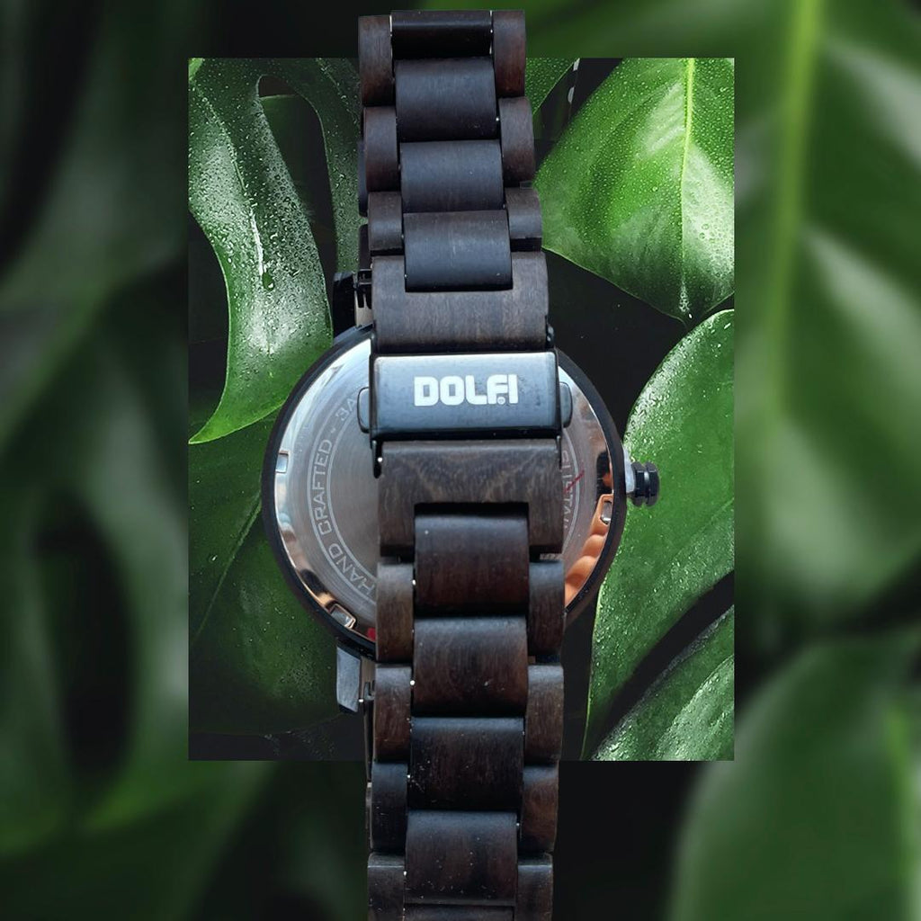 Elegant wooden clock in dark walnut
