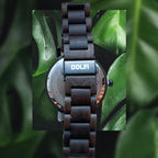 Elegant wooden clock in dark walnut