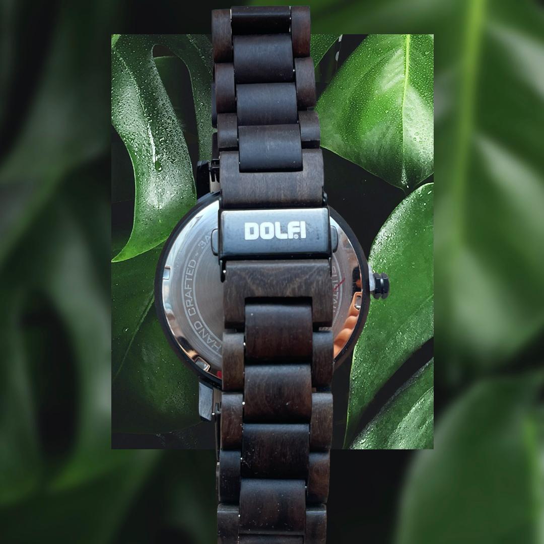 Elegant wooden clock in dark walnut