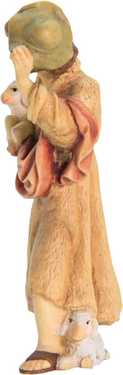 Hirte mit Hut und Schafen aus Holz - mit Ölfarben lasiert