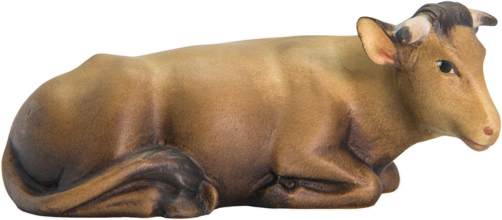Bœuf couché sculpté en bois