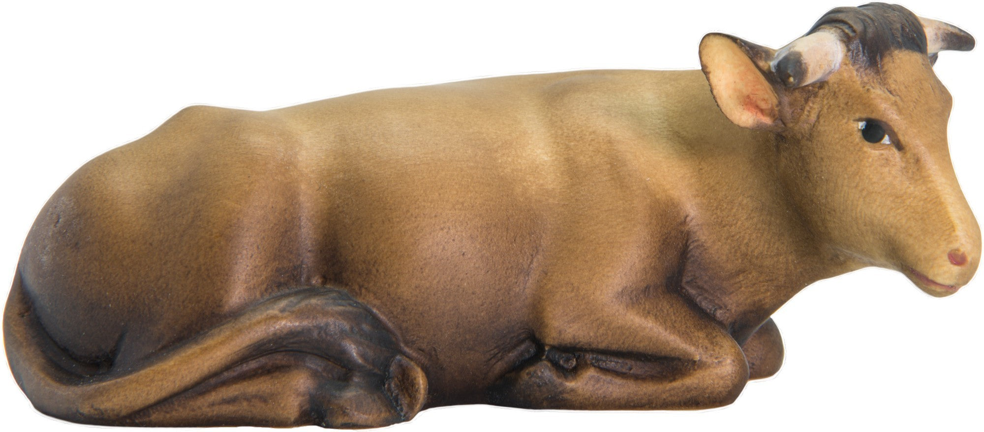 Bœuf couché sculpté en bois