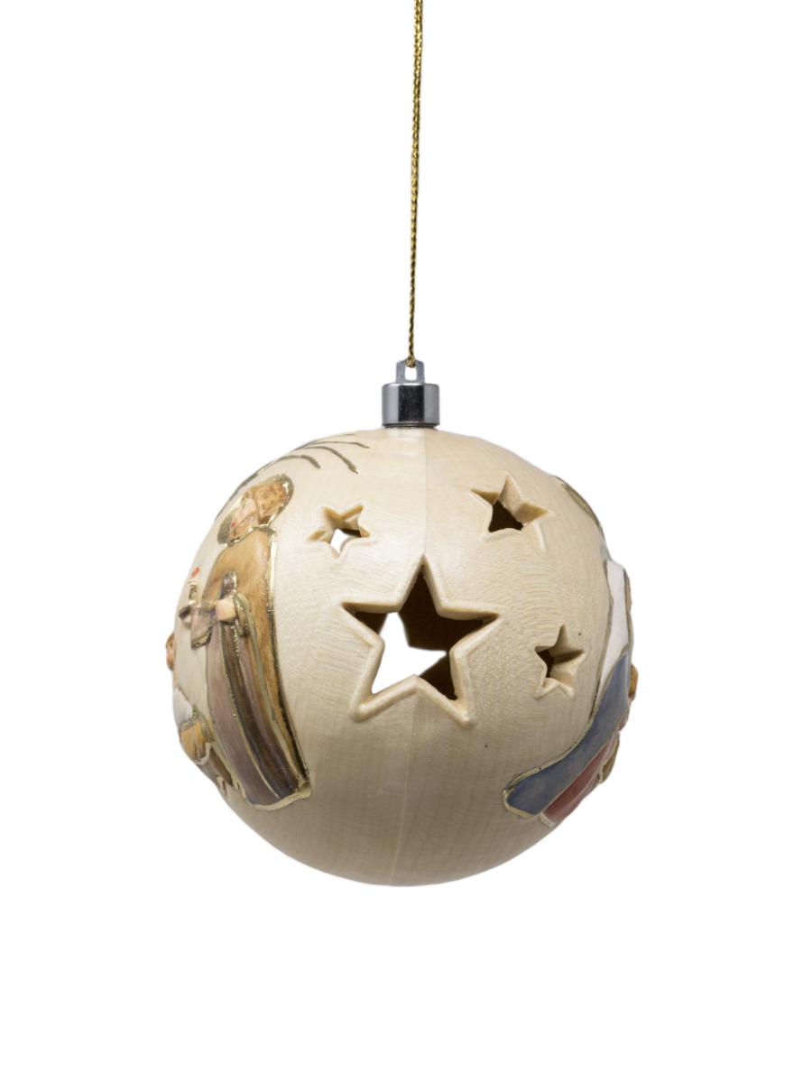 Boule de Noël en bois sculptée avec led