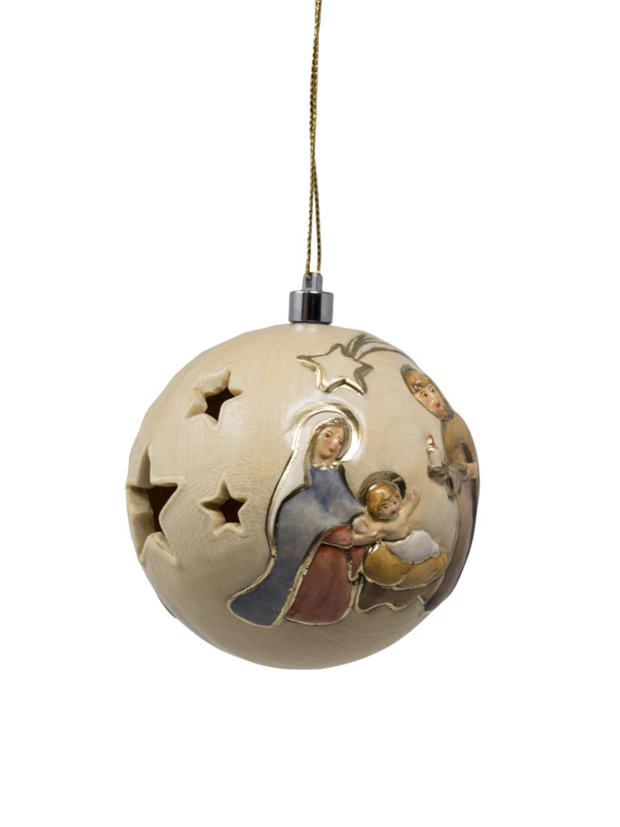 Boule de Noël en bois sculptée avec led