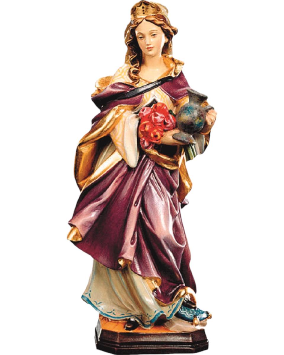 Sainte Elisabeth sculptée en bois avec une cruche