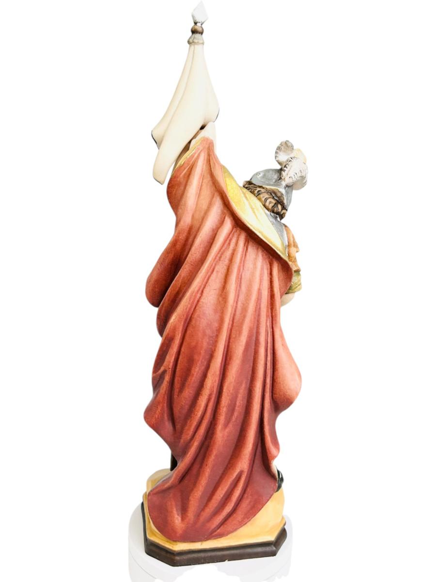 Saint Florian sculpté en bois avec drapeau