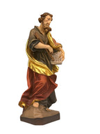 San Mattia apostolo in legno con la scure - colorato a olio