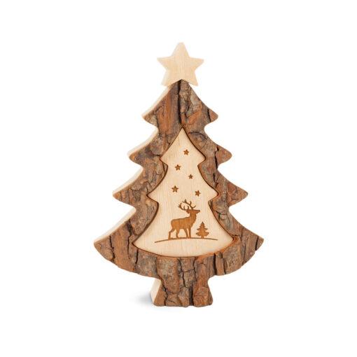 Weihnachtsbaum mit Gravurmotiv Hirsch