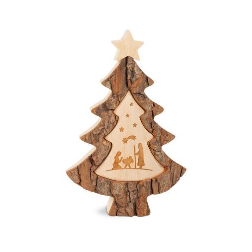 Weihnachtsbaum mit eingravierter Weihnachtskrippe