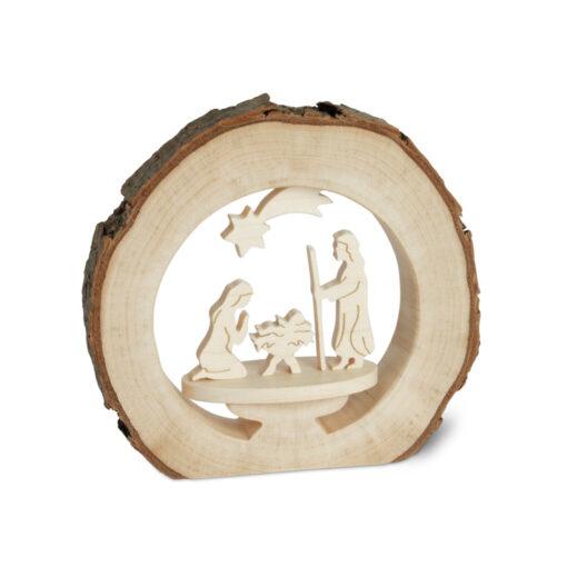 Crèche de Noël en Bois de Pin avec Écorce