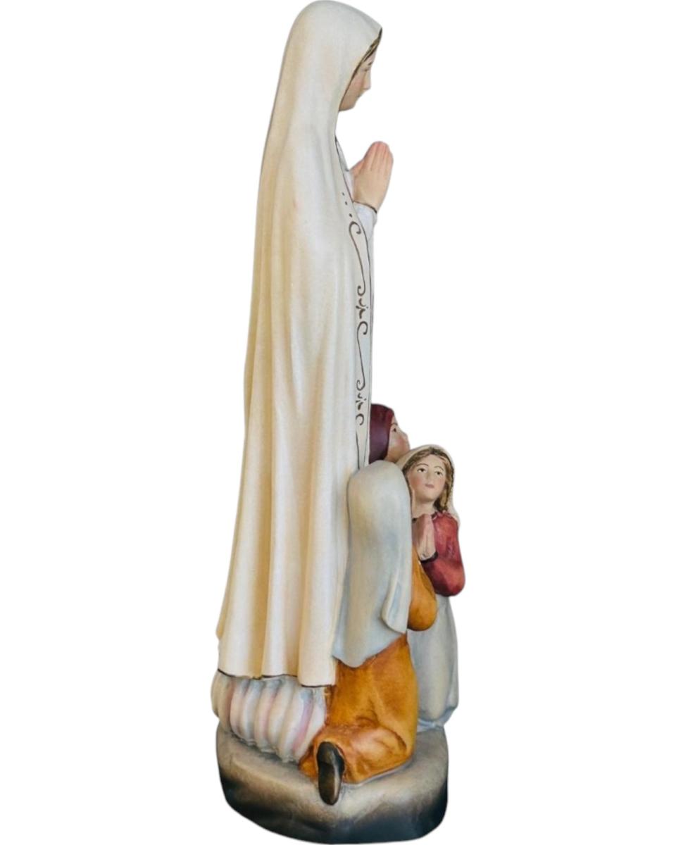 Madonna aus Fatima mit Hirtenjungen aus Holz - mit Ölfarben lasiert