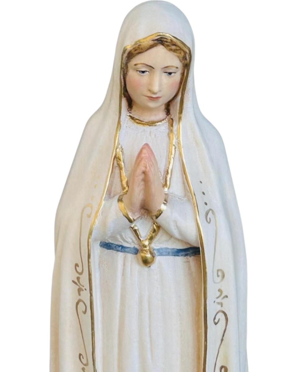 Madonna aus Fatima mit Hirtenjungen aus Holz - mit Ölfarben lasiert