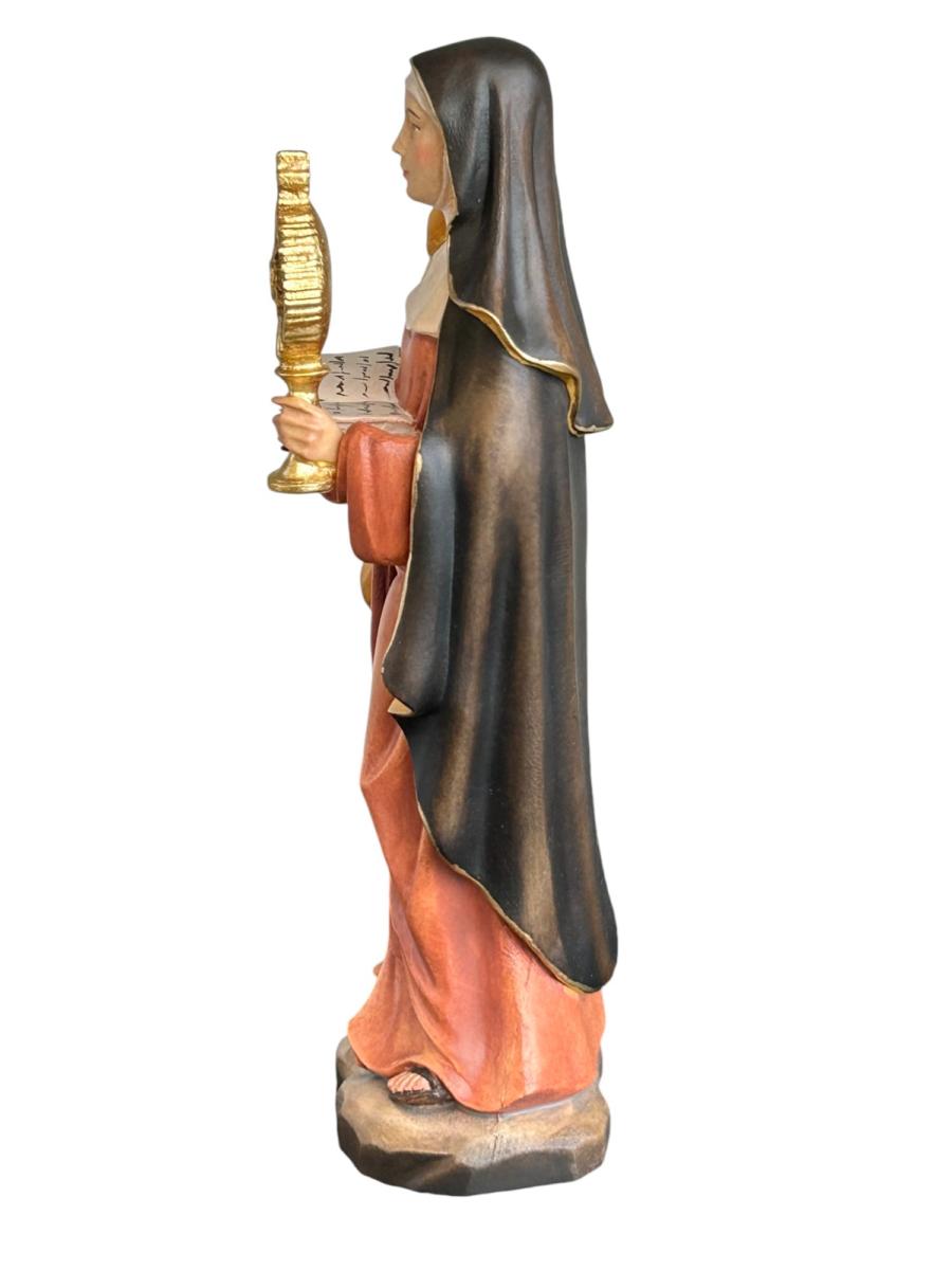 Heilige Klara von Assisi aus Holz - mit Ölfarben lasiert