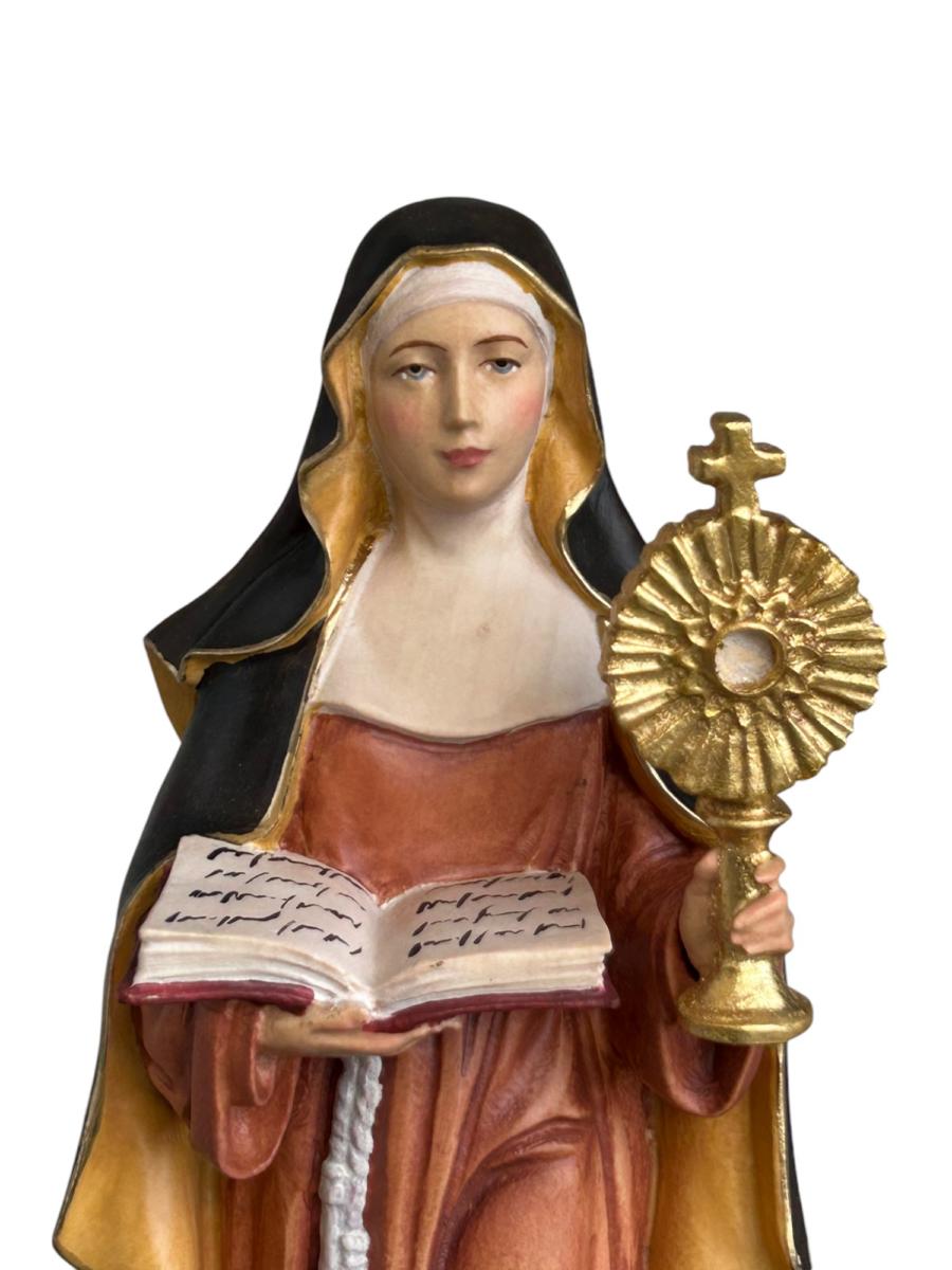 Heilige Klara von Assisi aus Holz - mit Ölfarben lasiert