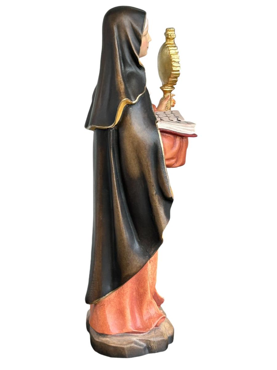 Heilige Klara von Assisi aus Holz - mit Ölfarben lasiert
