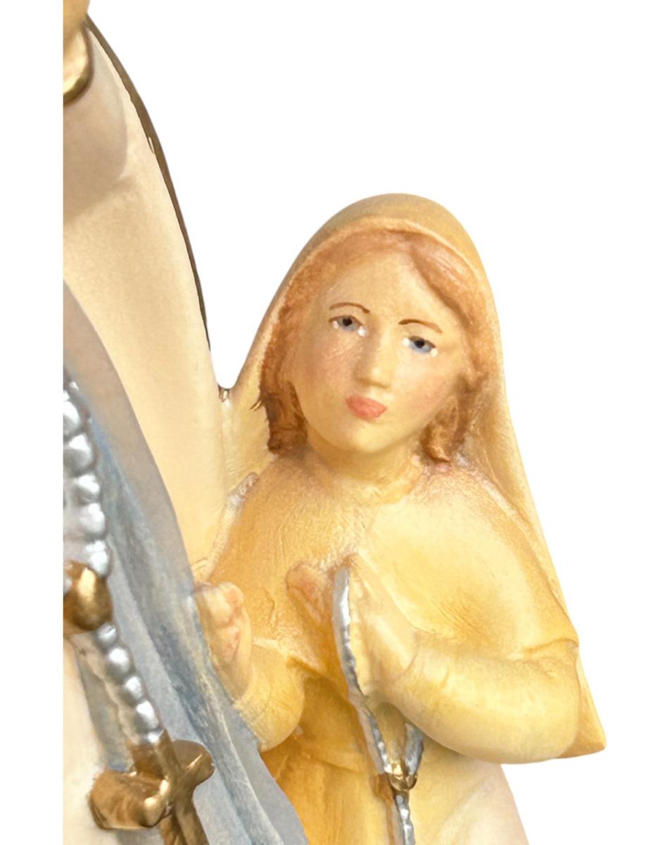 Lourdes Madonna mit Bernadette in Holz - mit Ölfarben lasiert