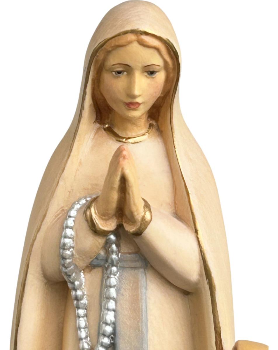 Lourdes Madonna mit Bernadette in Holz - mit Ölfarben lasiert