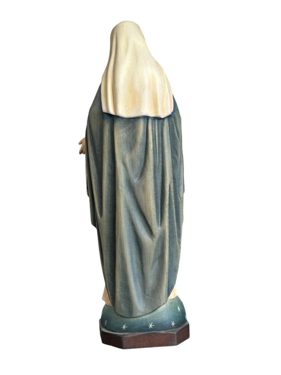 Herz Maria Statue aus Holz - mit Ölfarben lasiert