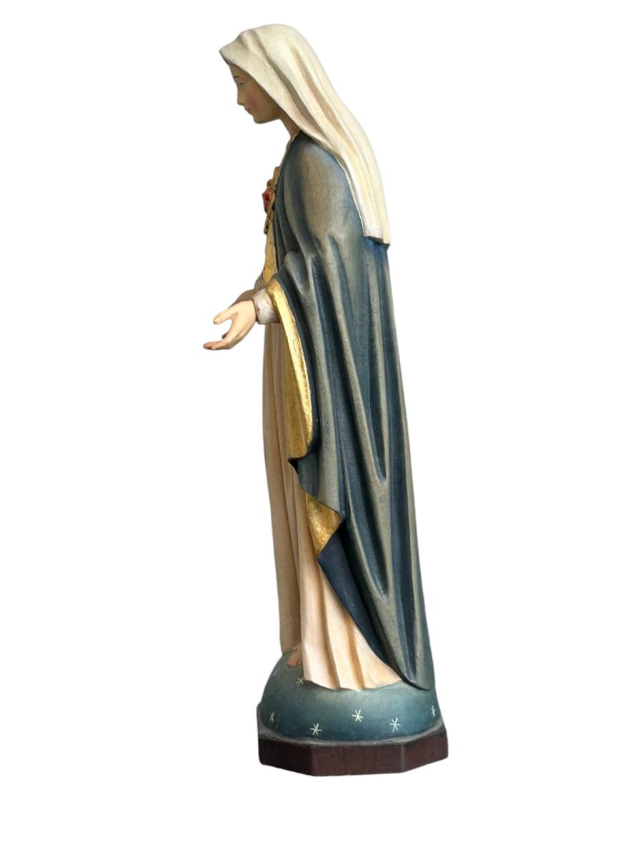 Herz Maria Statue aus Holz - mit Ölfarben lasiert