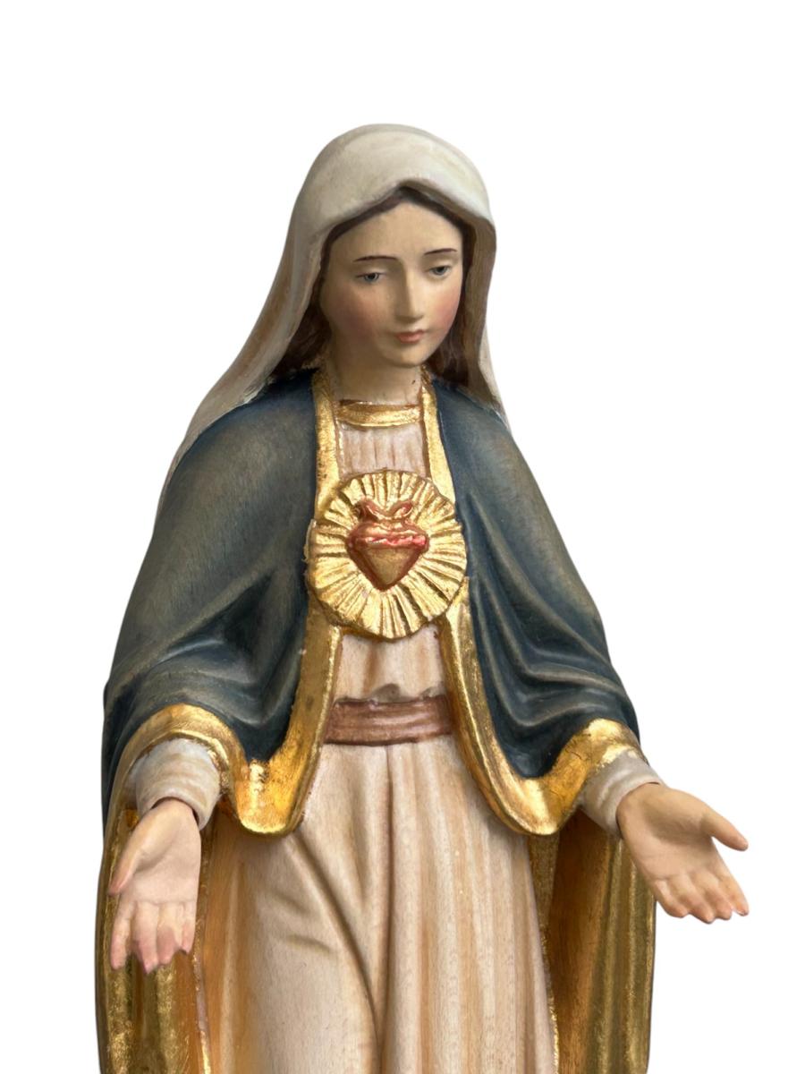 Herz Maria Statue aus Holz - mit Ölfarben lasiert