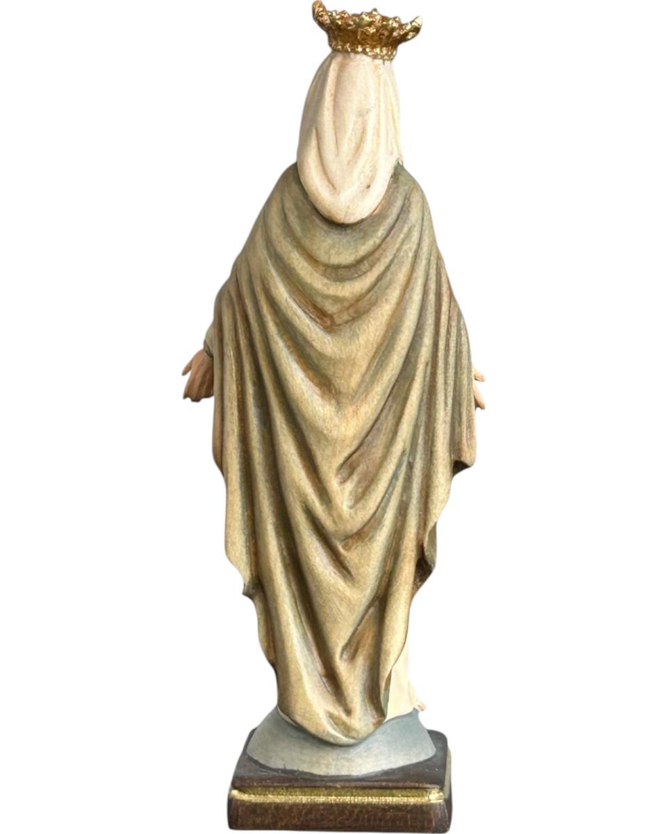Vierge Marie miraculeuse avec couronne en bois