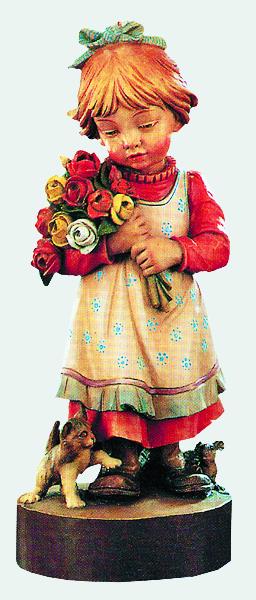 Mädchen mit Blumen - mit Ölfarben lasiert