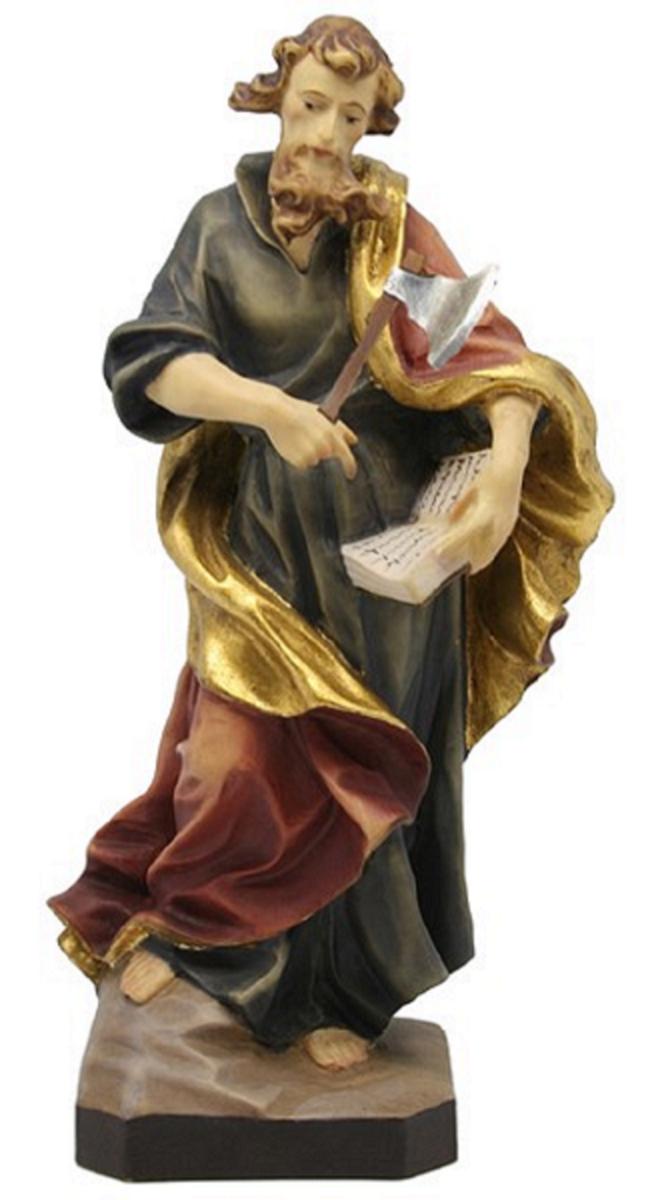 Heiliger Judas mit Buch aus Holz - mit Ölfarben lasiert