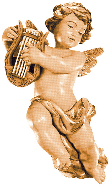 Ange volant en bois avec lyre