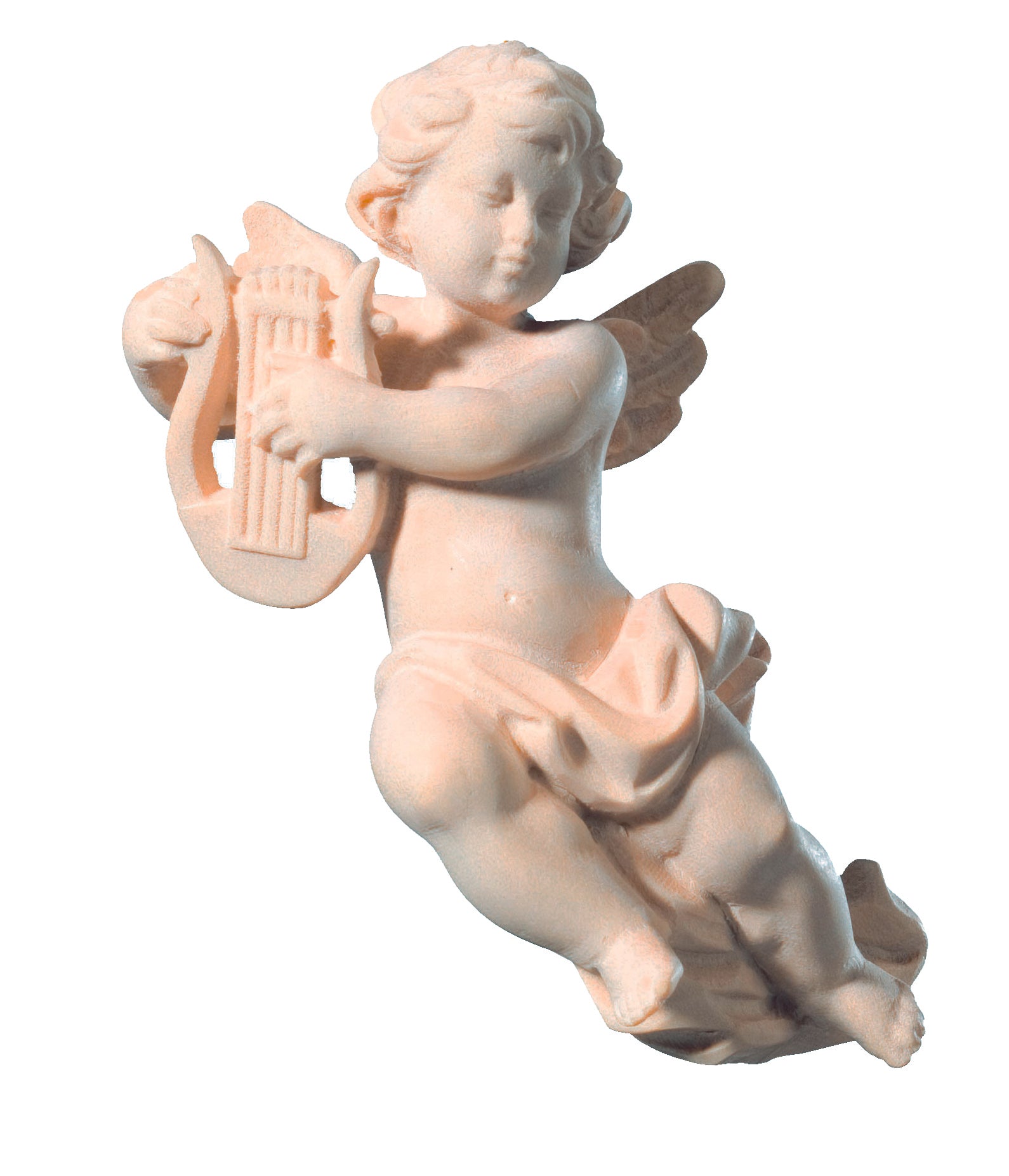 Ange volant en bois avec lyre