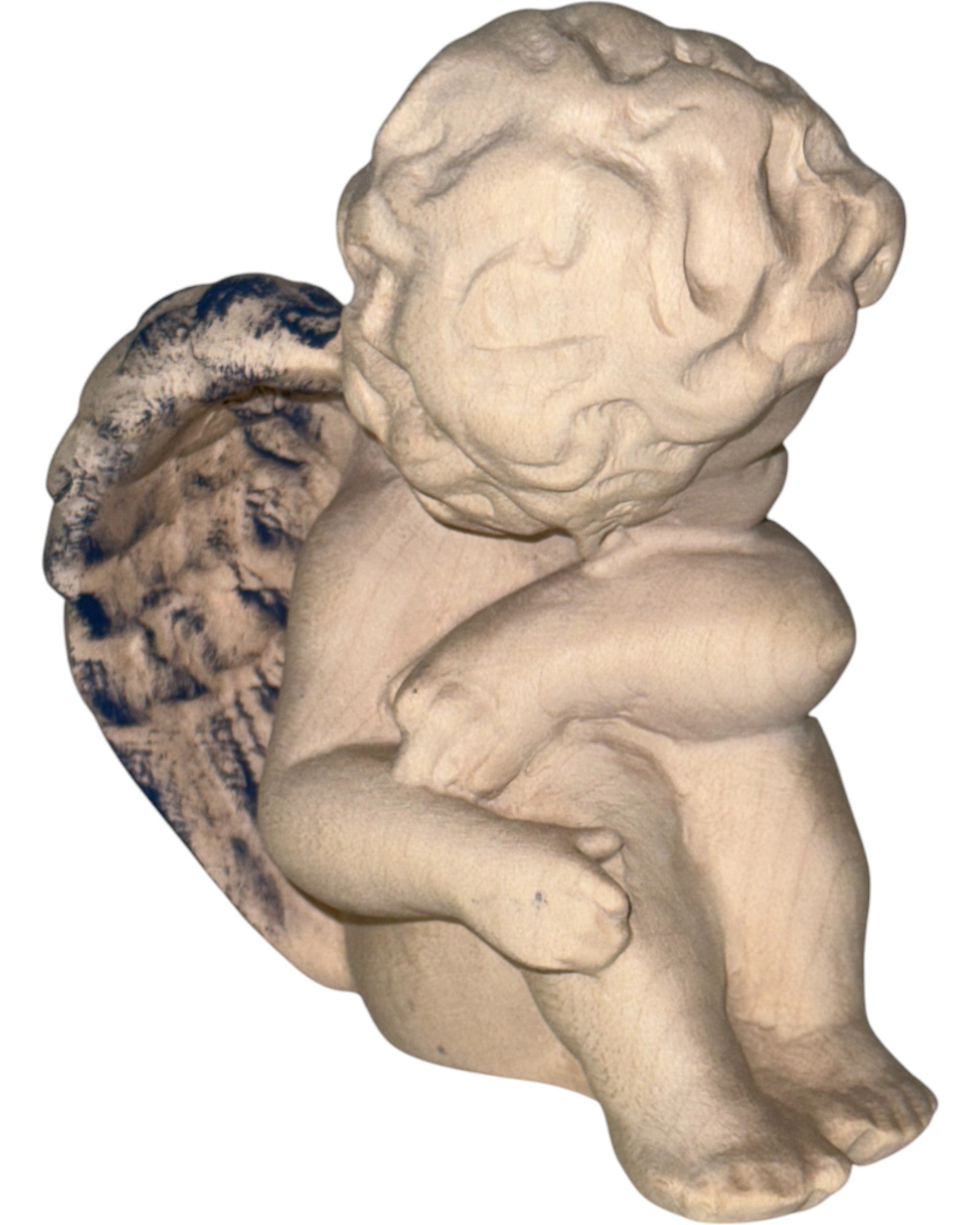 Left sitting wooden Angel - Blue cloth