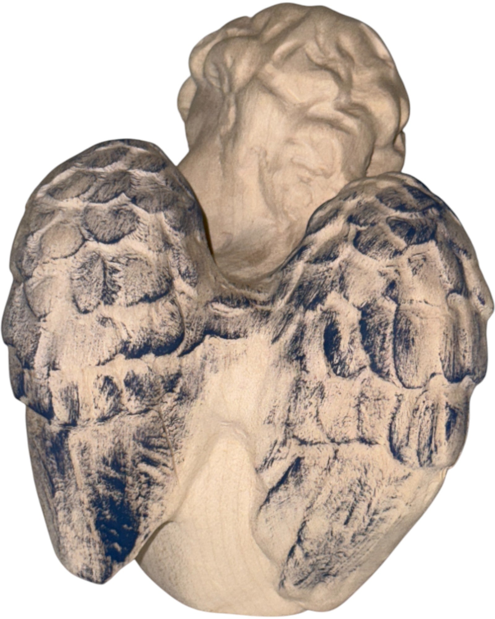 Left sitting wooden Angel - Blue cloth