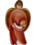 Ange gardien avec enfant en bois