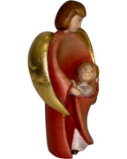 Ange gardien avec enfant en bois