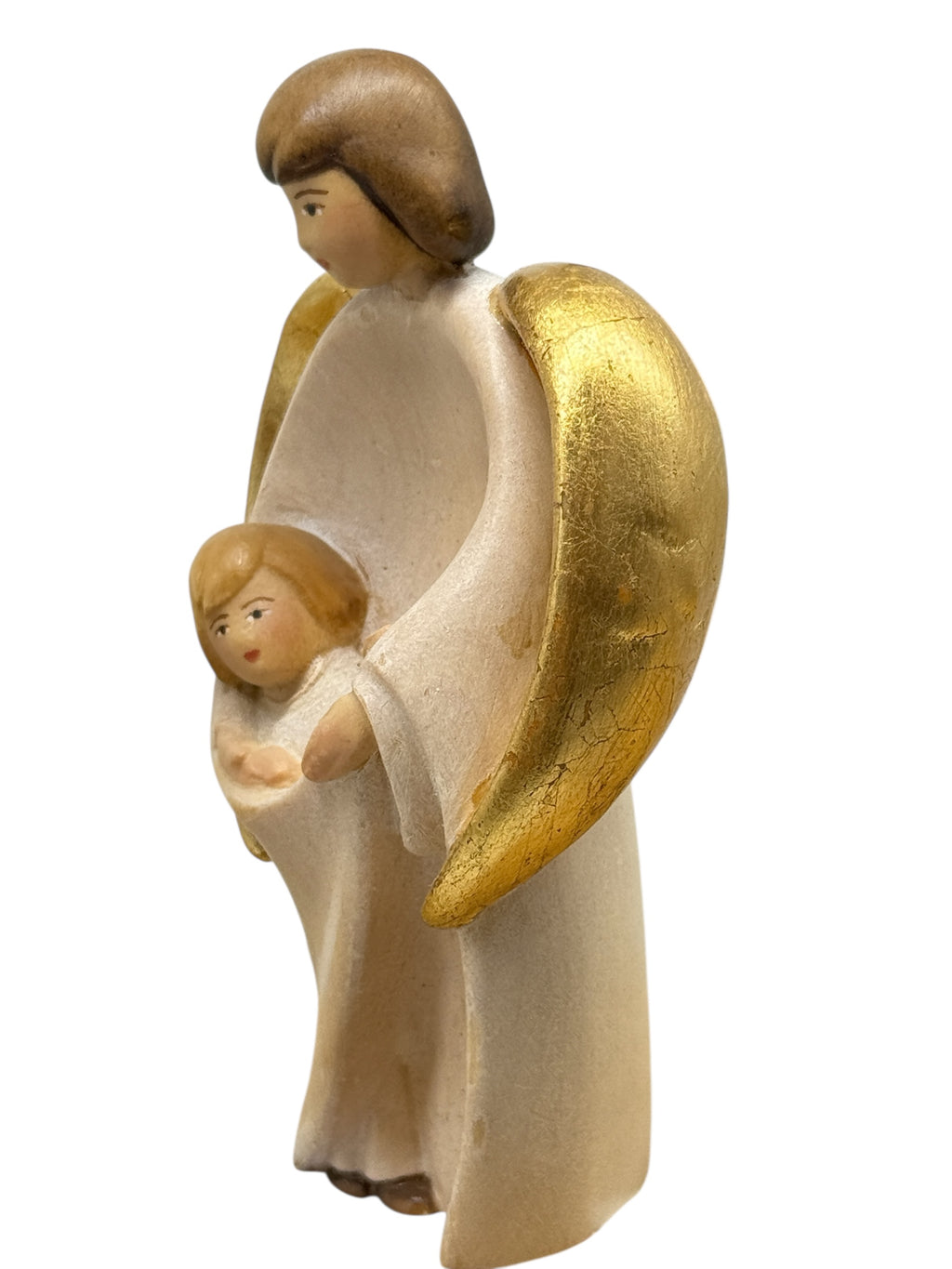 Guardian Angel Sculpture with Child | Sacred Handicrafts Val Gardena
