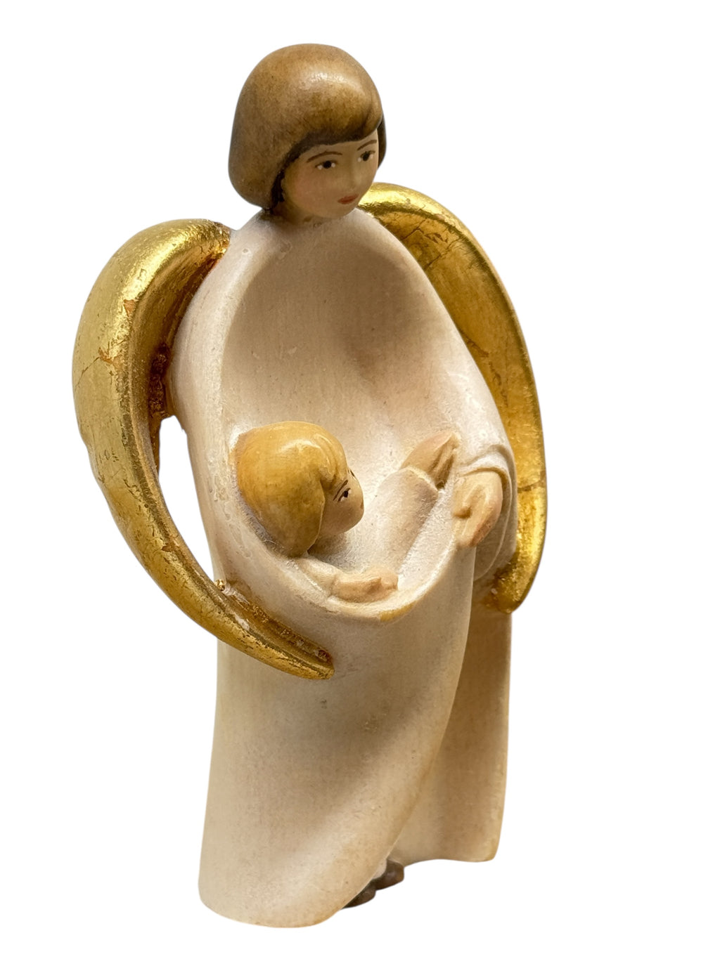 Guardian Angel Sculpture with Child | Sacred Handicrafts Val Gardena