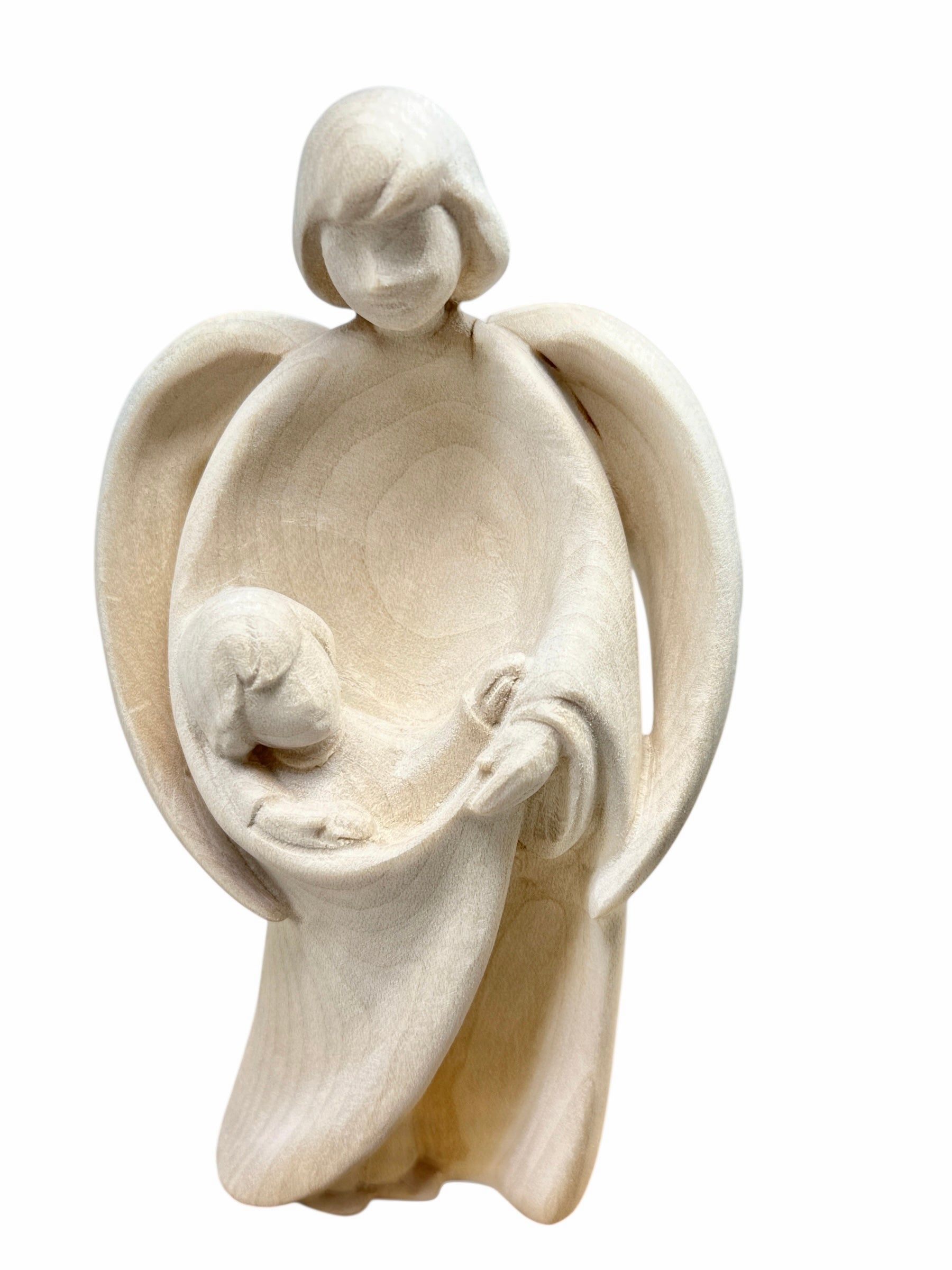 Scultura Angelo Custode con Bimbo | Artigianato Sacro Val Gardena