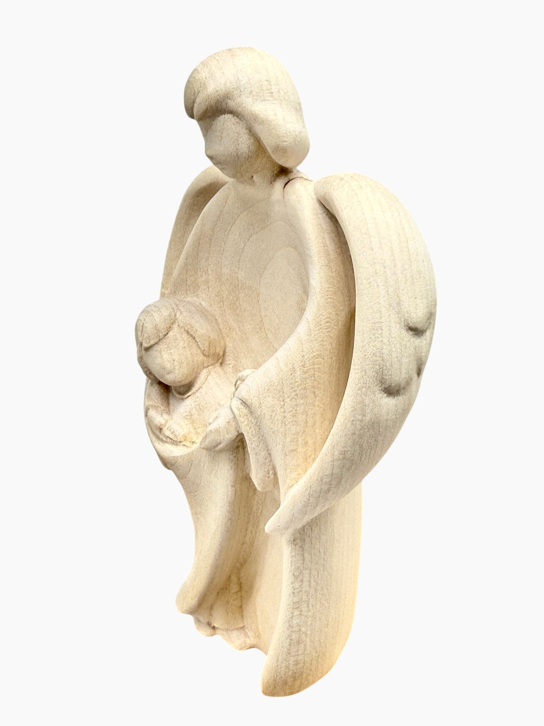 Scultura Angelo Custode con Bimbo | Artigianato Sacro Val Gardena
