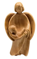 Schutzengel mit Buben aus Holz - mit Ölfarben lasiert