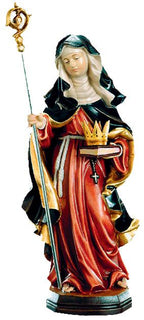 Heilige Hildegard mit Salbentopf aus Holz - mit Ölfarben lasiert