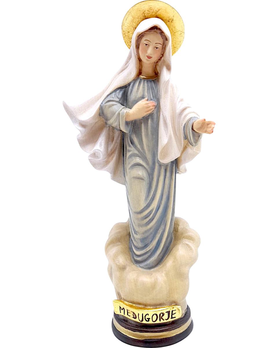 Madonna von Medjugorje Holz Statue - mit Ölfarben lasiert