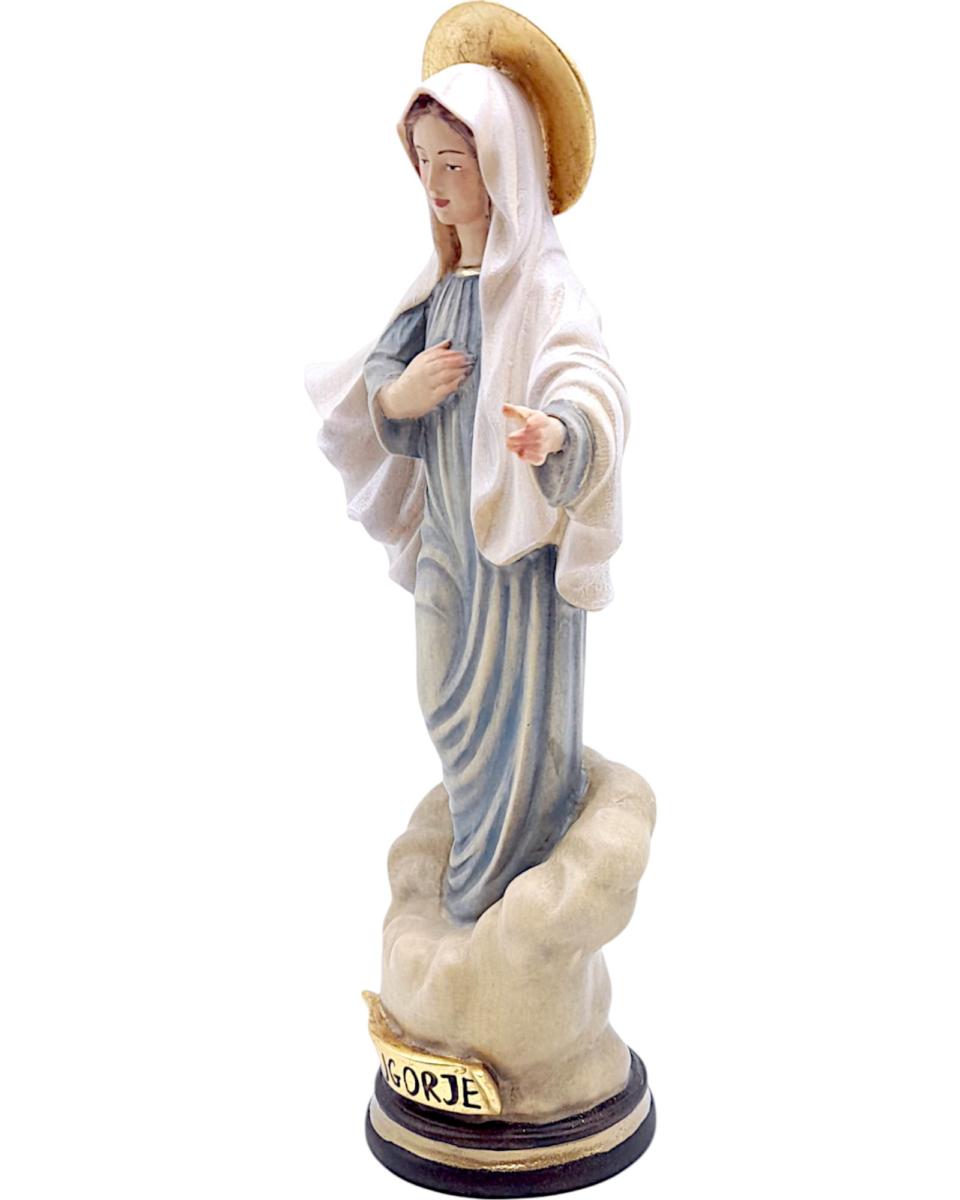 Madonna von Medjugorje Holz Statue - mit Ölfarben lasiert