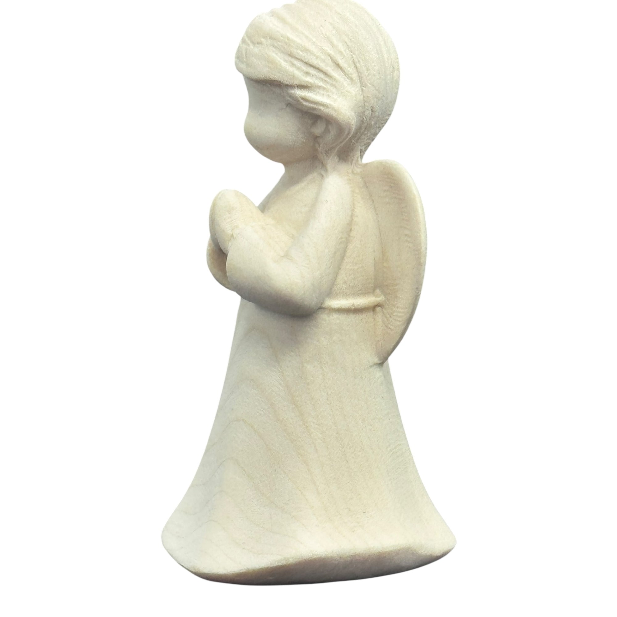 Ange en Prière – Sculpture Artisanale en Bois d’Érable et d’Olivier | DOLFI